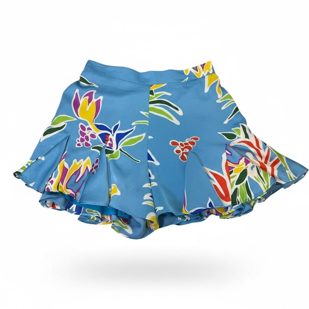 Sugarlips Floral Pleated Skort Blue Multicolor Tropical Print Size M | NWT